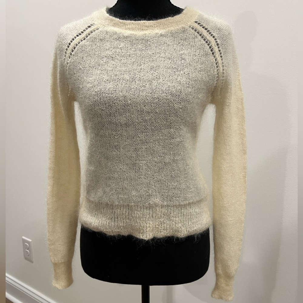 Banana Republic Cream Women's Crew Neck Sweater Mohair - Wool XS